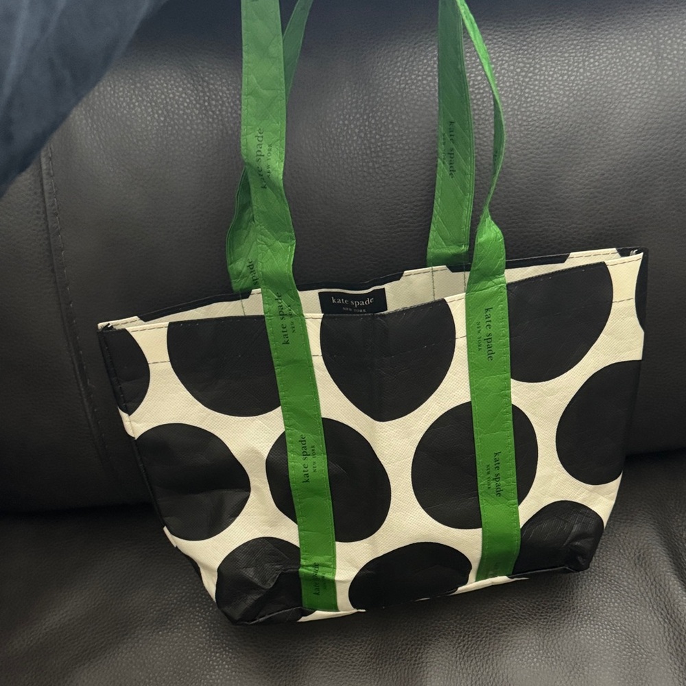 Kate Spade Black and White Tote with Green Accents